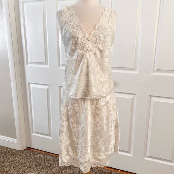 Vintage Cami & Slip Set Nylon Lace Camisole Skirt M Medium - Picture 4 of 8